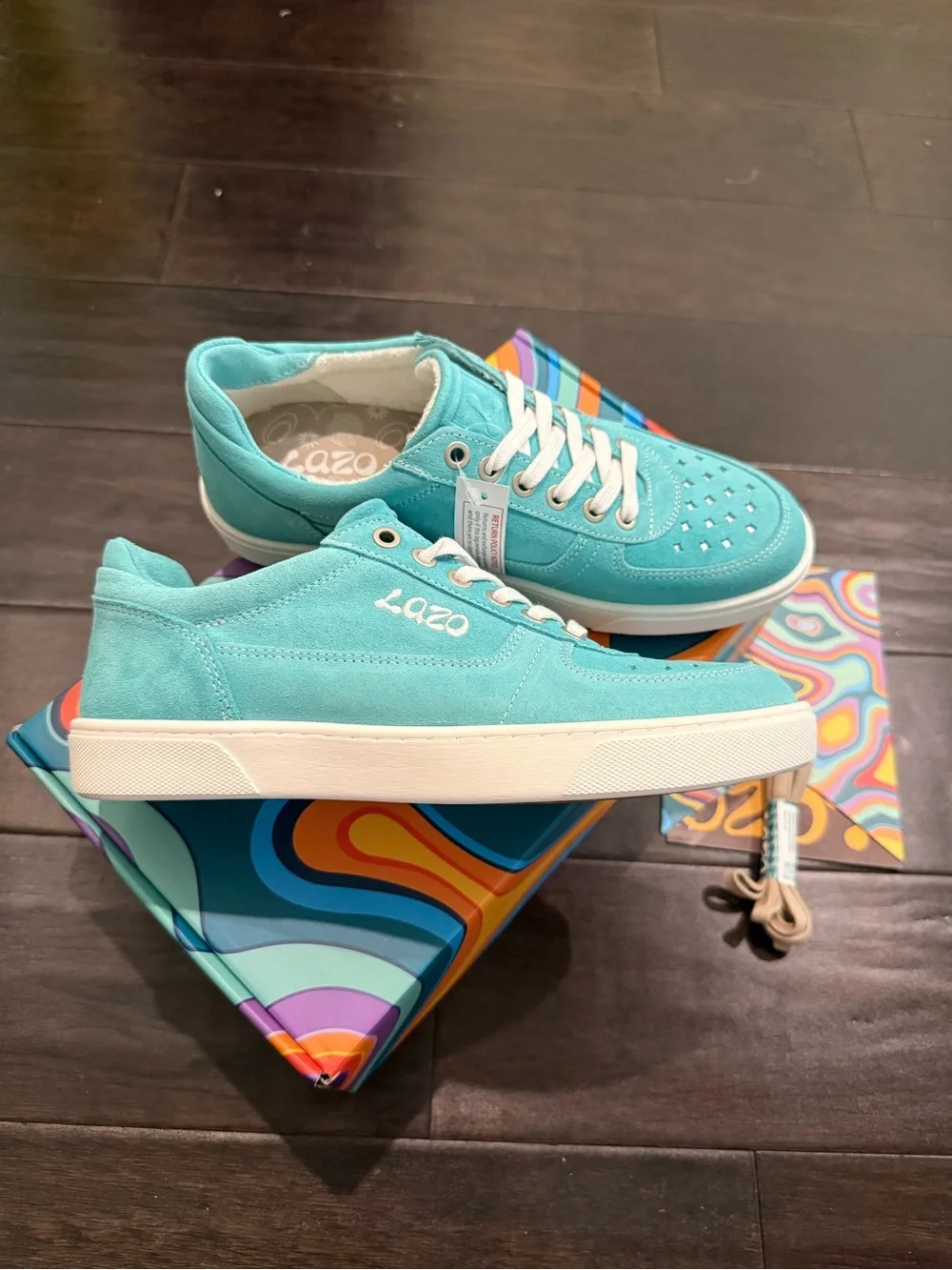 Women's Turquoise Suede Lace-Up Sneakers